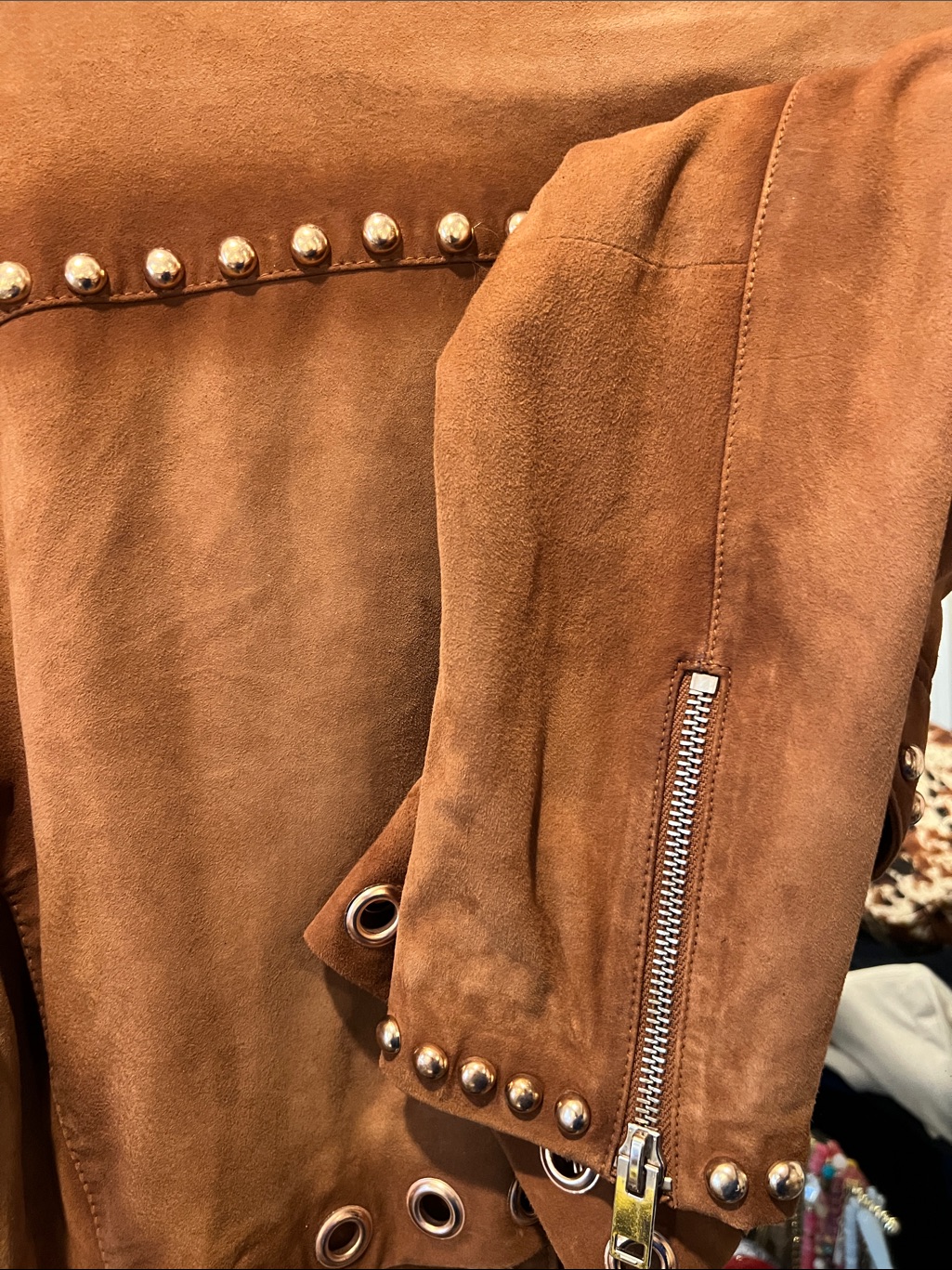 Walter Baker Rust Brown Suede Grommet Pocket Jacket — image 7 of 8